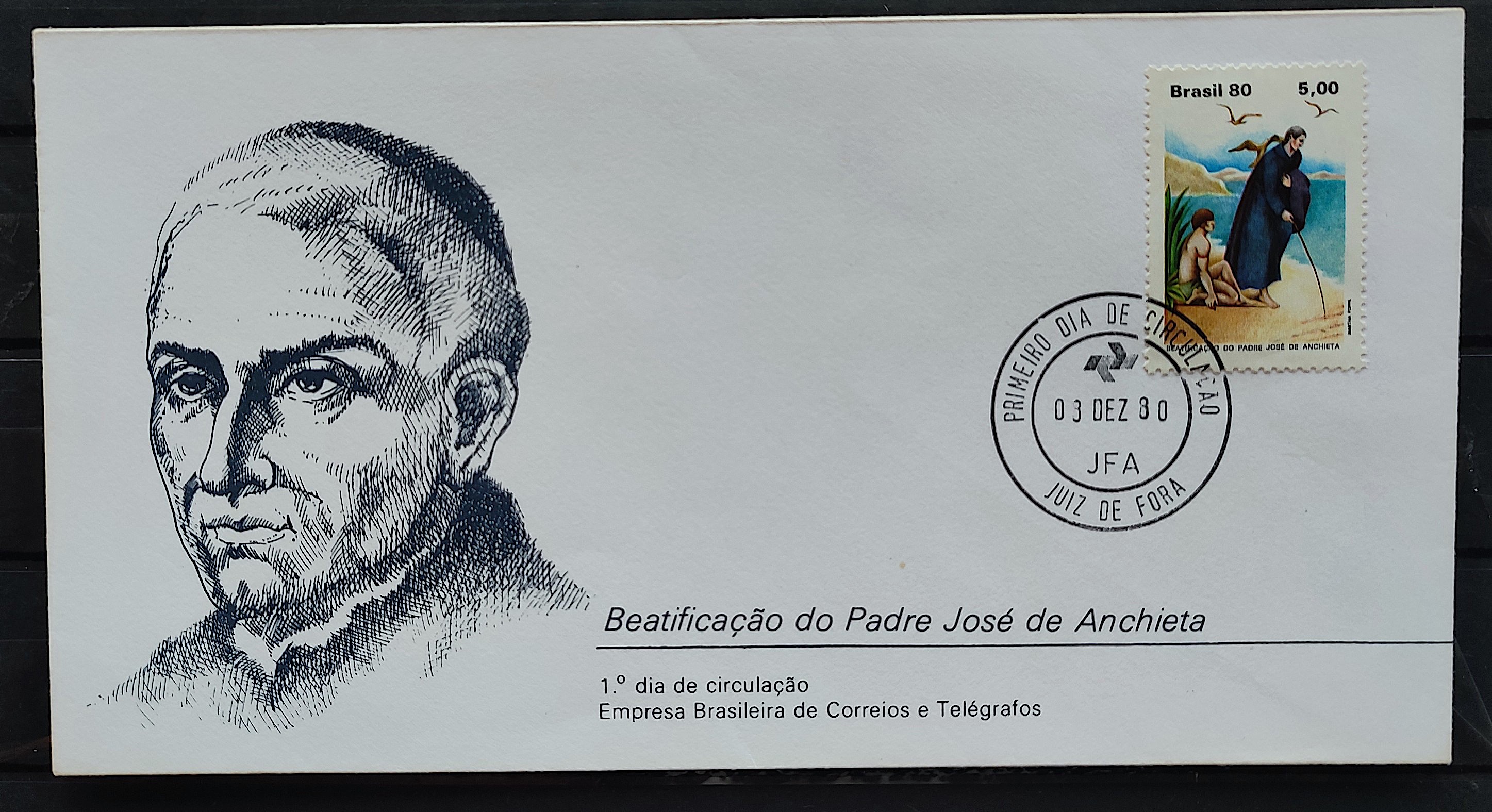 Envelope FDC 215 1980 Padre Jose de Anchieta Religiao Indio CPD Juiz de Fora