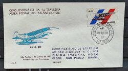 Envelope PVT 009 FIL 1980 Cinquentenario Travessia Aerea Postal do Atlantico Sul Aviao CPD SP