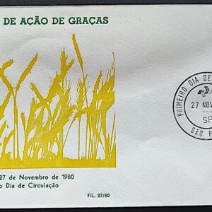 Envelope PVT 027 FIL 1980 Dia de Acao de Gracas Religiao CPD SP