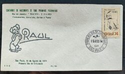 Envelope PVT 195 FIL 1974 Centenario Raul Paranhos Pederneiras CPD SP