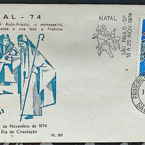 Envelope PVT 207 FIL 1974 Natal Religiao Anjo Gabriel CBC e CPD SP