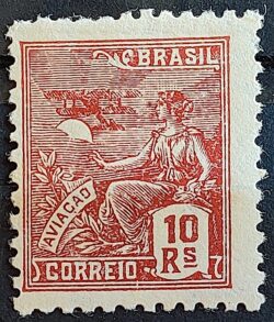 Selo Regular Cod RHM 318 Vovo Aviacao Aviao 10 Reis Filigrana O 1939 1