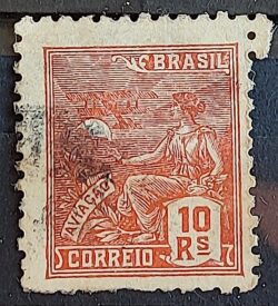 Selo Regular Cod RHM 318 Vovo Aviacao Aviao 10 Reis Filigrana O 1939 Circulado 3