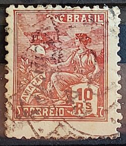 Selo Regular Cod RHM 318 Vovo Aviacao Aviao 10 Reis Filigrana O 1939 Circulado 4