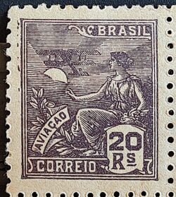 Selo Regular Cod RHM 319 Vovo Aviacao Aviao 20 Reis Filigrana O 1939 1