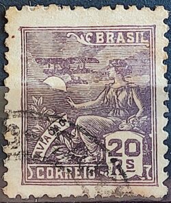 Selo Regular Cod RHM 319 Vovo Aviacao Aviao 20 Reis Filigrana O 1939 Circulado 12