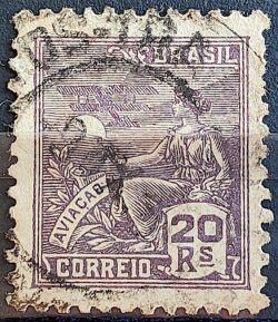 Selo Regular Cod RHM 319 Vovo Aviacao Aviao 20 Reis Filigrana O 1939 Circulado 2