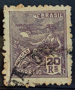 Selo Regular Cod RHM 319 Vovo Aviacao Aviao 20 Reis Filigrana O 1939 Circulado 4