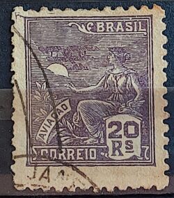 Selo Regular Cod RHM 319 Vovo Aviacao Aviao 20 Reis Filigrana O 1939 Circulado 7