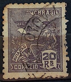 Selo Regular Cod RHM 319 Vovo Aviacao Aviao 20 Reis Filigrana O 1939 Circulado 8