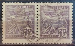 Selo Regular Cod RHM 319 Vovo Aviacao Aviao 20 Reis Filigrana O 1939 Dupla Circulado 2