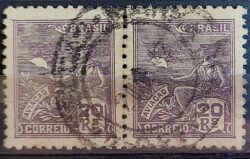 Selo Regular Cod RHM 319 Vovo Aviacao Aviao 20 Reis Filigrana O 1939 Dupla Circulado 4