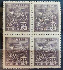 Selo Regular Cod RHM 319 Vovo Aviacao Aviao 20 Reis Filigrana O 1939 Quadra