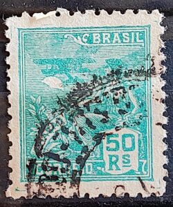 Selo Regular Cod RHM 320 Vovo Aviacao Aviao 50 Reis Filigrana O 1939 Circulado 10