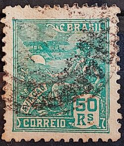 Selo Regular Cod RHM 320 Vovo Aviacao Aviao 50 Reis Filigrana O 1939 Circulado 8