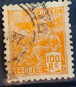 Selo Regular Cod RHM 321A Vovo Aviacao Aviao 100 Reis Filigrana O 1940 Circulado 3