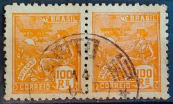 Selo Regular Cod RHM 321A Vovo Aviacao Aviao 100 Reis Filigrana O 1940 Dupla Circulado