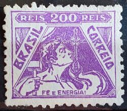 Selo Regular Cod RHM 322 Vovo Fe e Energia Religiao 200 Reis Filigrana O 1939