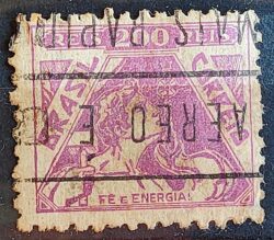 Selo Regular Cod RHM 322 Vovo Fe e Energia Religiao 200 Reis Filigrana O 1939 Circulado 11