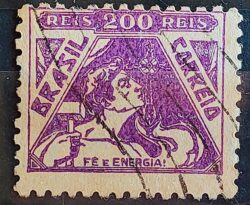 Selo Regular Cod RHM 322 Vovo Fe e Energia Religiao 200 Reis Filigrana O 1939 Circulado 13