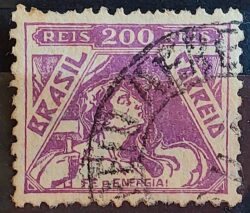 Selo Regular Cod RHM 322 Vovo Fe e Energia Religiao 200 Reis Filigrana O 1939 Circulado 7
