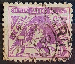 Selo Regular Cod RHM 322 Vovo Fe e Energia Religiao 200 Reis Filigrana O 1939 Circulado 8