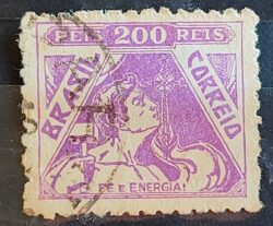 Selo Regular Cod RHM 322A Vovo Fe e Energia Religiao 200 Reis Filigrana O 1940 Circulado 6