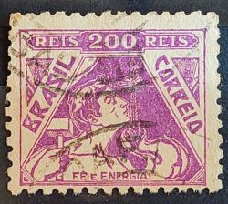 Selo Regular Cod RHM 322A Vovo Fe e Energia Religiao 200 Reis Filigrana O 1940 Circulado 7
