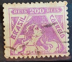 Selo Regular Cod RHM 322A Vovo Fe e Energia Religiao 200 Reis Filigrana O 1940 Circulado 8