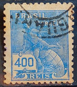 Selo Regular Cod RHM 323A Vovo Mercurio e Globo 400 Reis Filigrana O 1940 Circulado 1