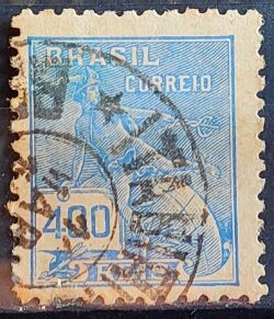 Selo Regular Cod RHM 323A Vovo Mercurio e Globo 400 Reis Filigrana O 1940 Circulado 2