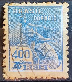 Selo Regular Cod RHM 323A Vovo Mercurio e Globo 400 Reis Filigrana O 1940 Circulado 3