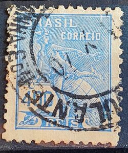 Selo Regular Cod RHM 323A Vovo Mercurio e Globo 400 Reis Filigrana O 1940 Circulado 4