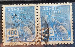 Selo Regular Cod RHM 323A Vovo Mercurio e Globo 400 Reis Filigrana O 1940 Dupla Circulado 1