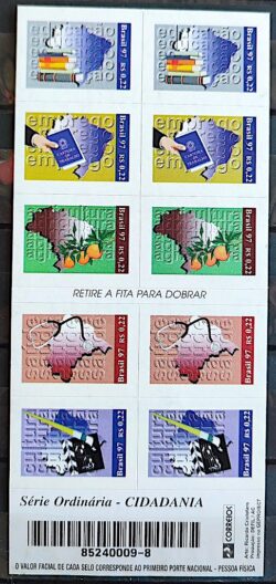 Selo Regular RHM 744 Cidadania Educacao Trabalho Agricultura Saude 1997 Serie Completa