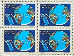 C 1547 Selo Telecom Telecomunicacao Comunicacao Mapa Satelite 1987 Quadra