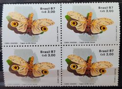 C 1555 Selo 50 Anos Sociedade Brasileira de Entomologia Inseto Borboleta Cobra Voadora 1987 Quadra