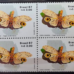 C 1555 Selo 50 Anos Sociedade Brasileira de Entomologia Inseto Borboleta Cobra Voadora 1987 Quadra