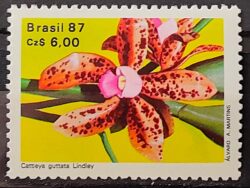 C 1572 Selo 50 Anos Sociedade Brasileira de Orquidofilos Flora Orquidea 1987