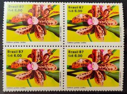 C 1572 Selo 50 Anos Sociedade Brasileira de Orquidofilos Flora Orquidea 1987 Quadra