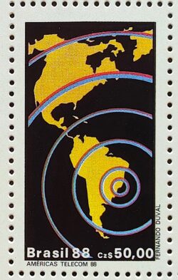 C 1588 Selo Telecom Telecomunicacao Comunicacao Mapa 1988