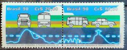 C 1681 Selo Congresso Internacional de Transporte Caminhao Onibus Carro Rio de Janeiro 1990