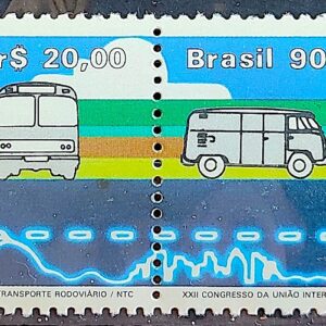 C 1681 Selo Congresso Internacional de Transporte Caminhao Onibus Carro Rio de Janeiro 1990