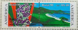 C 1706 Selo Reserva Biologica Praia do Sul Gravata e Restinga UPAEP 1990 Setenant
