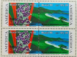 C 1706 Selo Reserva Biologica Praia do Sul Gravata e Restinga UPAEP 1990 Setenant Quadra