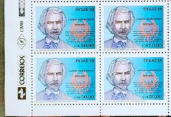 C 1748 Selo Literatura Fagundes Varela 1991 Quadra Vinheta Correios