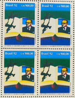 C 1820 Selo Dia do Livro Literatura Menotti Del Pecchia 1992 Quadra