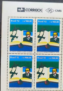 C 1820 Selo Dia do Livro Literatura Menotti Del Pecchia 1992 Quadra Vinheta Correios