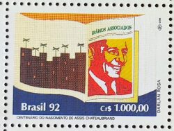 C 1822 Selo Dia do Livro Assis Chateaubriand Literatura 1992