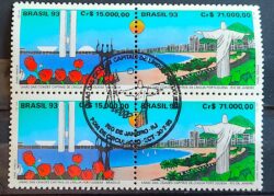C 1849 Selo Lingua Portuguesa Congresso Nacional Brasilia 1993 Quadra CBC RJ
